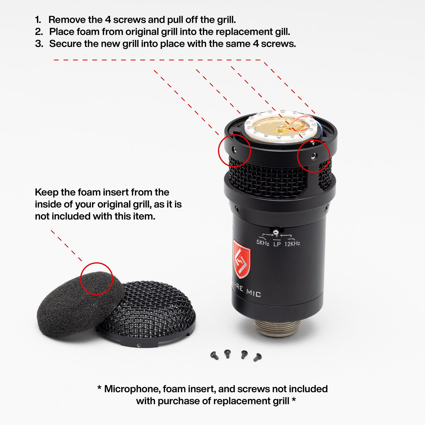 Snare Mic and Tom Mic Front Grill Replacement